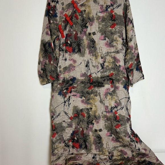 Luan Zai Jiang Nan (LZJN) Dresses & Skirts - LZJN Luan Zai Jiang Nan Artistic Floral Maxi Dress – Cotton Linen – One Size